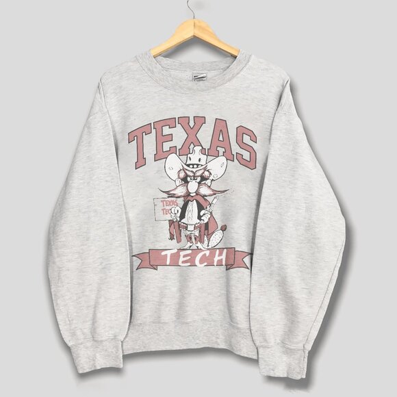 Vintage 90s Texas Tech University Sweatshirt, Texas Tech Red Raiders Shirt Tee - Picture 1 of 2